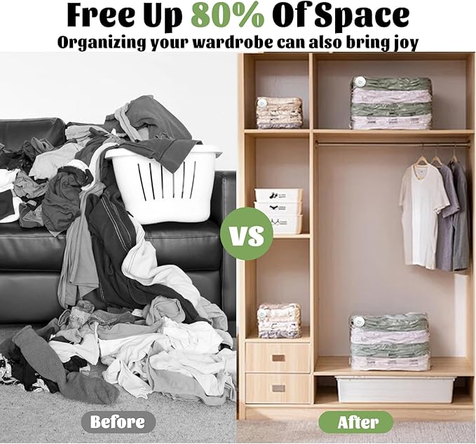 Large Vacuum Seal Bags for Clothing Travel Blankets Bedding,Space Saver Vacuum Storage Bags