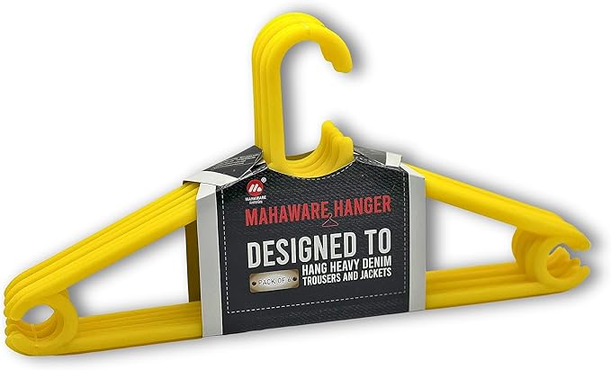 Plastic Hangers for Clothes Hanging - Ideal Cloth Hangers for Clothes in Wardrobe | Almirah Organizer | Cloth Hanger Set of 6 | Yellow