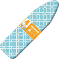 Ironing Board Cover and Pad, Standard Size 12" x 42" Iron Board Replacement Cover, 4 Layers Extra Thick Iron Board Cover Resist Scorching and Staining with Elastic Edge and 2 Fastener Straps
