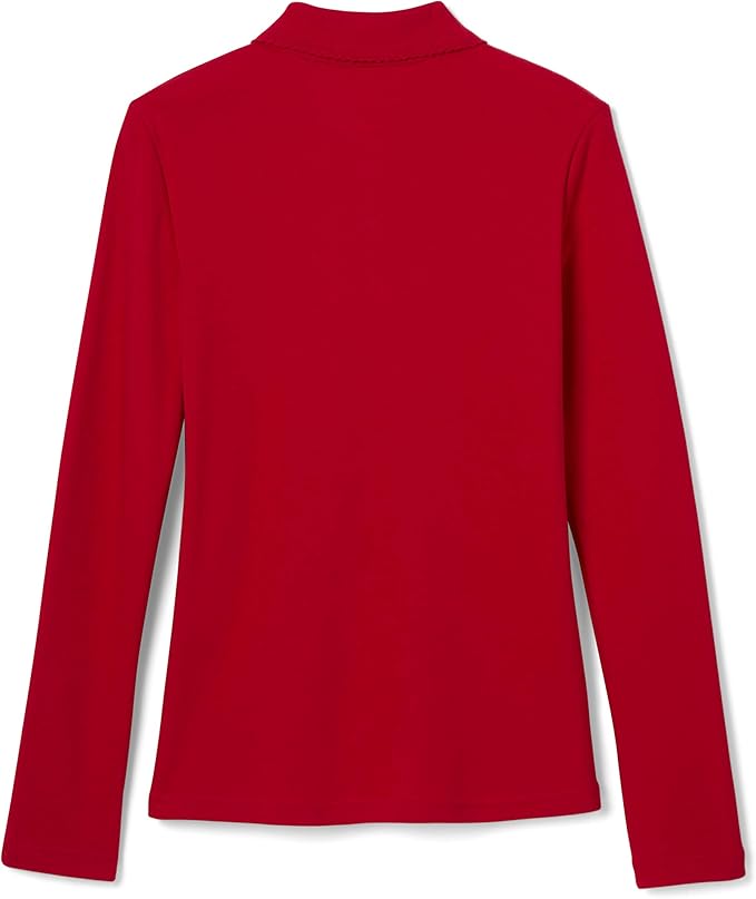 French Toast Girls' Picot Collar Polo Shirt with Long Sleeves (Kids Standard & Plus Size)