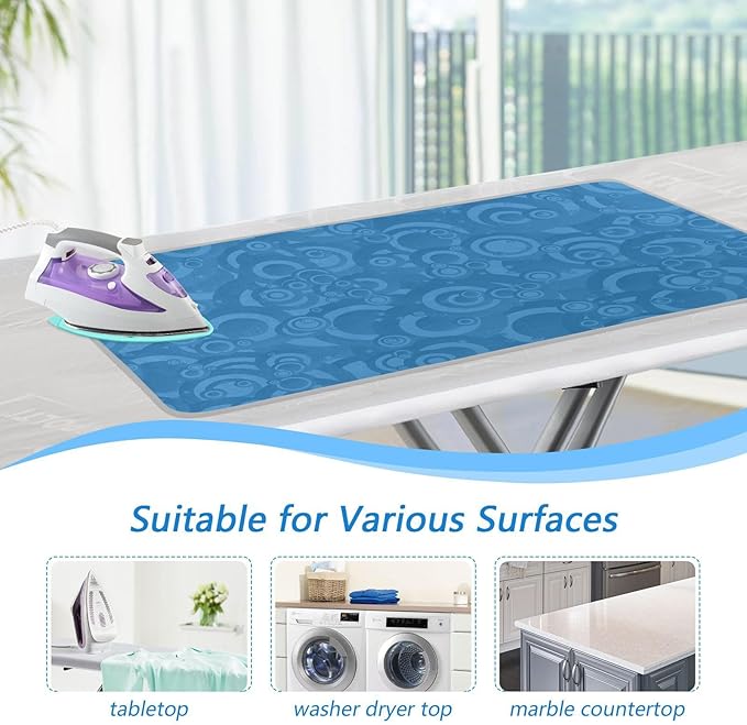 Portable Ironing Mat for Table Top Iron Pad Heat Resistant Blanket Portable Travel Ironing Board Covers Tabletop Sewing Pressing Quilting Large 27.6x47.2Inches Blue