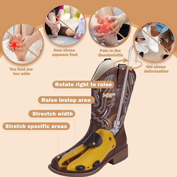 Boot Stretcher Men Women, Leather Shoe Stretcher for Thick Feet and Wide Feet, Adjustable Boot Widener Expander