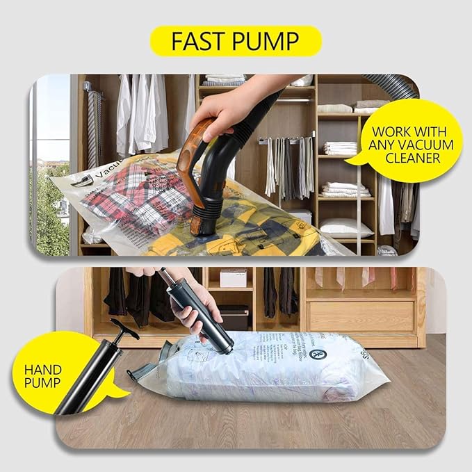 GONGSHI Vacuum Storage Bags, Space Saver Seal Bags For Clothing, Blankets, Comforters, Pillows, Clothes Storage,Travel Luggage.5 M 5 S