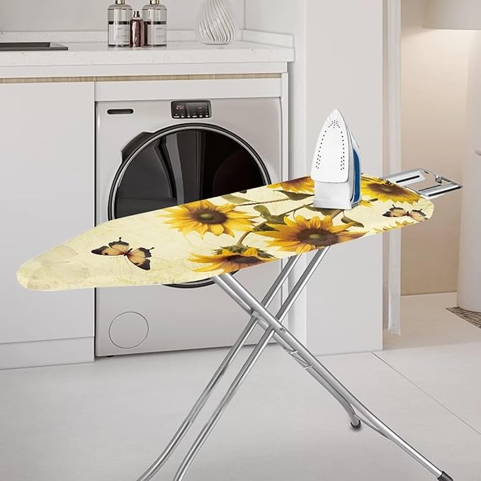 Flashideas Sunflower Pattern Ironing Board Cover Universal Stretchy Stain Reisstant Cover for Ironing Board with Adjustable Straps Ironing Board Accessories