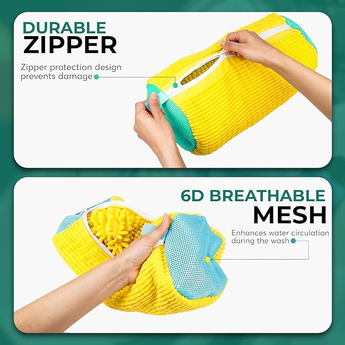 GUIVA Shoe Washing Machine Bag - Shoe Laundry Bag for Washer and Dryer - 360° Deep Cleaning Washer Bags with Zipper & Mesh Protection - Reusable Sneaker Washing Machine Bag - Pack of 2