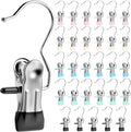 Senbowe 30 Pack Heavy Duty Clothes Pins, Boot Hangers for Closet, Laundry Hook Hanging Clips Clamps for Closet Organizer Pants Hats Socks Towels Clips, Clothespins Hanger for Travel Handbag Legging