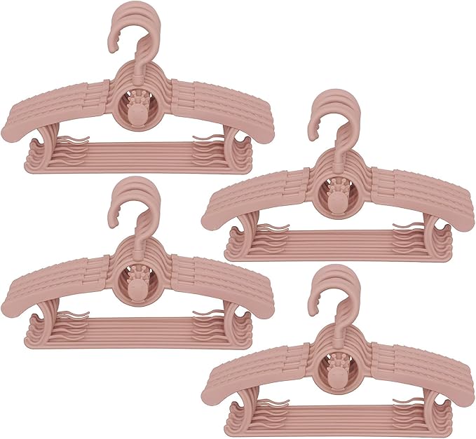 Baby Hangers for Closet, 360° Swivel Hook Kids Hanger, Non-Slip Baby Clothes Hangers, 20pcs Nude Pink Adjustable Toddler Hanger for Girl Boy Infant Kid Hangers, Space Saving