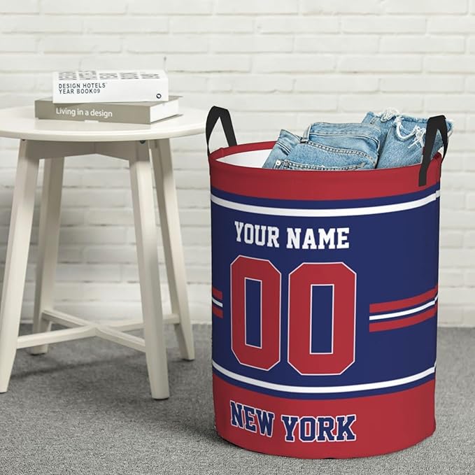 Custom New York Laundry Hamper Personalized Laundry Basket Customized Name And Number Collapsible Storage Basket for Bedroom Bathroom Living Room Gifts
