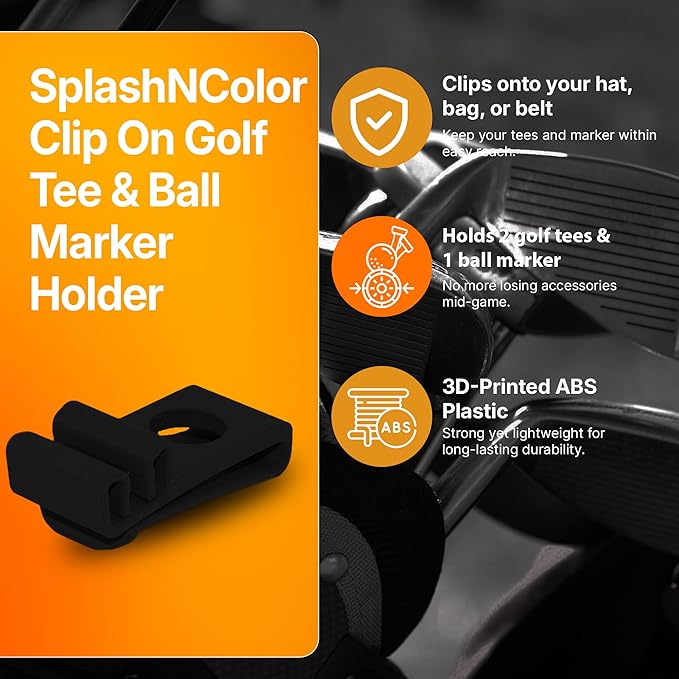 SplashNColor Golf Ball and Tee Holder with Clip – ABS Golf Tee Organizer for Bag, Durable Golf Accessory for Men & Women, Compact Ball and Tee Holder for Golf Enthusiasts - White 3 Pack - 1 Slot Each