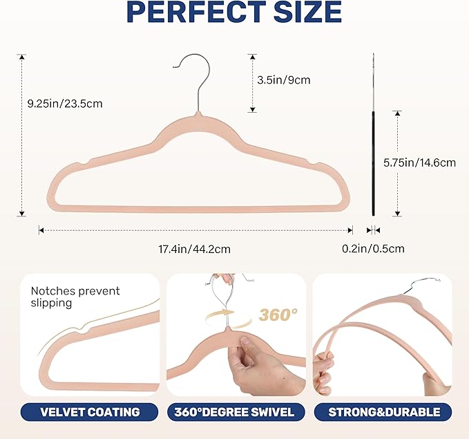 YSSOA 30 Packs Velvet Hangers, Non Slip Space Saving Suit Hangers, Heavy Duty Clothes Hangers with 360° Rotatable Hook for Coats, Pants, Pink