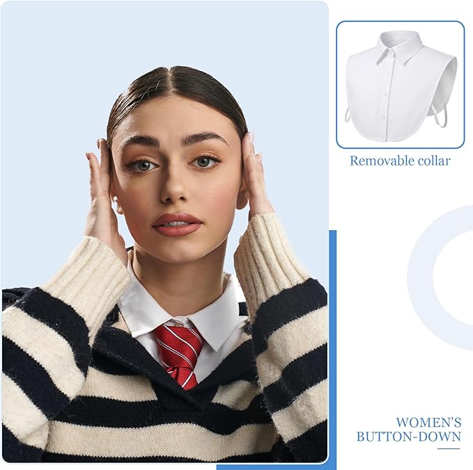 Syhood 4 Pcs Fake Collar Detachable False Dicky Collar Half Shirts Round for Women Outfits Halloween Costume Accessories