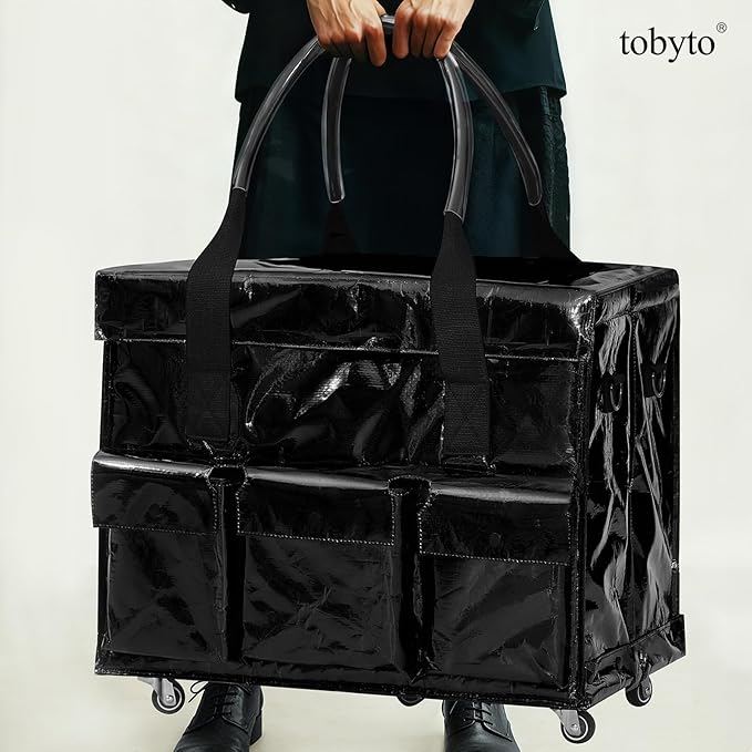 tobyto Reusable Grocery Bag on Wheels, 105L Foldable Rolling Tote, Shopping Trolley 66LBS Capacity - Water-Resistant for Laundry, Picnic, Storage & Travel