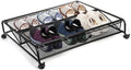 Goaste Under Bed Shoe Storage Organizer with Wheels, Rolling Underbed Storage Containers, Metal Shoe Rack Drawer Space Saving for Bedroom Organization, Shoes, Toys (Black)
