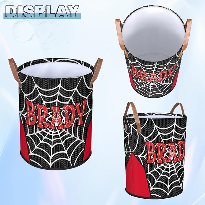 Spider Wed Personalized-Laundry-Hamper-Basket for Kids Custom Name Collapsible Storage Organizer Bin Dirty Clothes Toys Hamper for Boys Nursery in Laundry, Bedroom, Bathroom Wed-5