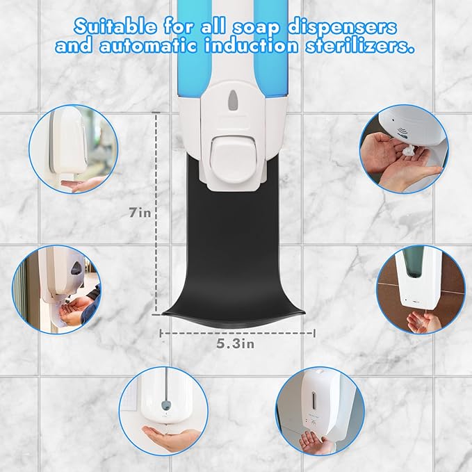 5PCS Dispenser Drip Tray Wall Mount Soap Dispenser Bracket, Laundry Detergent Drip Catcher Prevent Dripping and Spraying, Easy to Clean(Black)