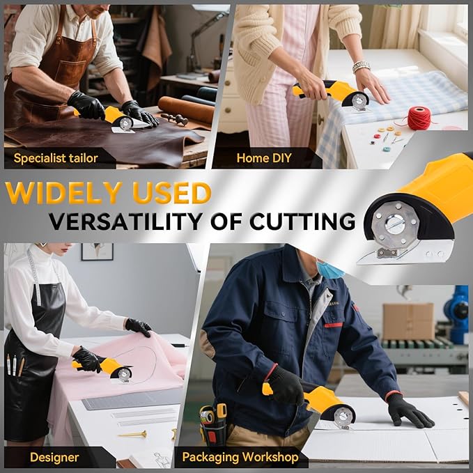 HomeBeyond High Speed Cardboard Cutter, Box Cutter Fabric Scissor with Safety Lock, LED Light & Replacement Blade, Rechargeable Cordless Electric Scissors for Cardboard, Fabric, Leather, Carpet