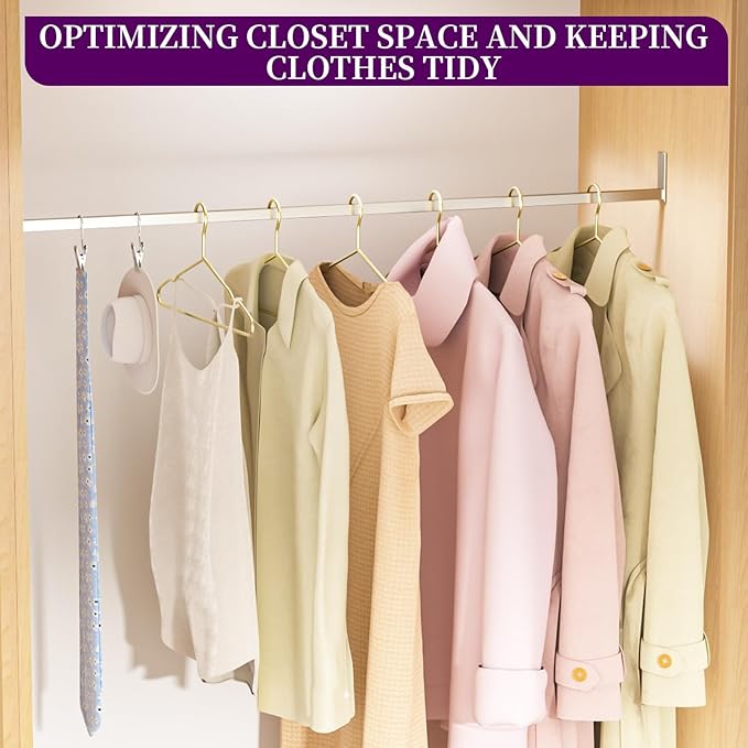 60Pack Gold Hangers + 10 Clothes Pins, Premium Glossy Gold Strong Metal Hangers, Upgraded Thickened Reinforced 50lbs Weight Capacity, Suitable for Heavy Coats, Jackets, Shirts, Dresses