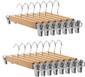 Tosnail 15 Pack 14" Natural Wooden Hangers Skirt Pants Clothes Hangers with Clips and 360° Swivel Hook, Heavy Duty Jeans Hangers - Natural