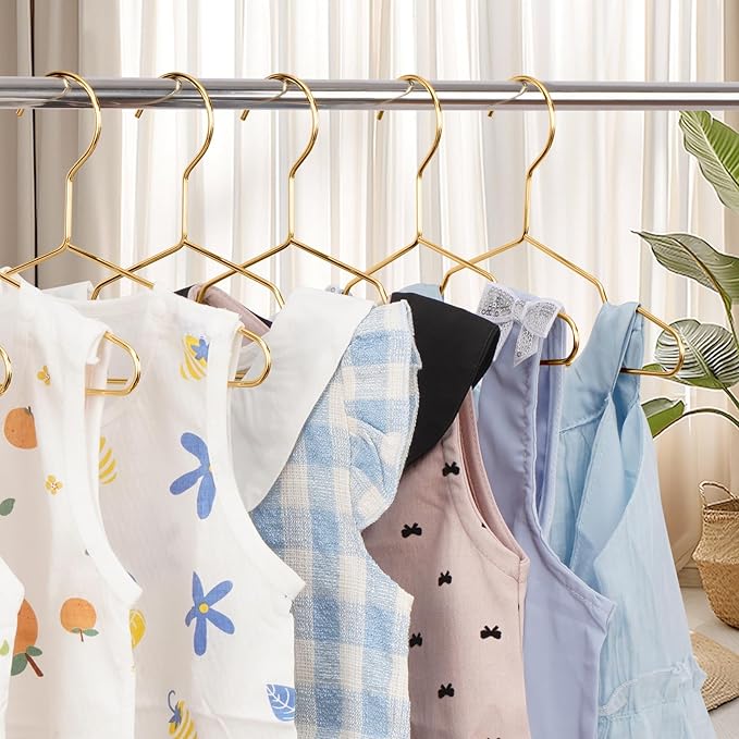 VWV Gold Hanger, 20 Pack 9.84 Inch Kids Baby Metal Hanger, Sturdy Baby Hangers for Wardrobe, Space Saving Toddler Hangers