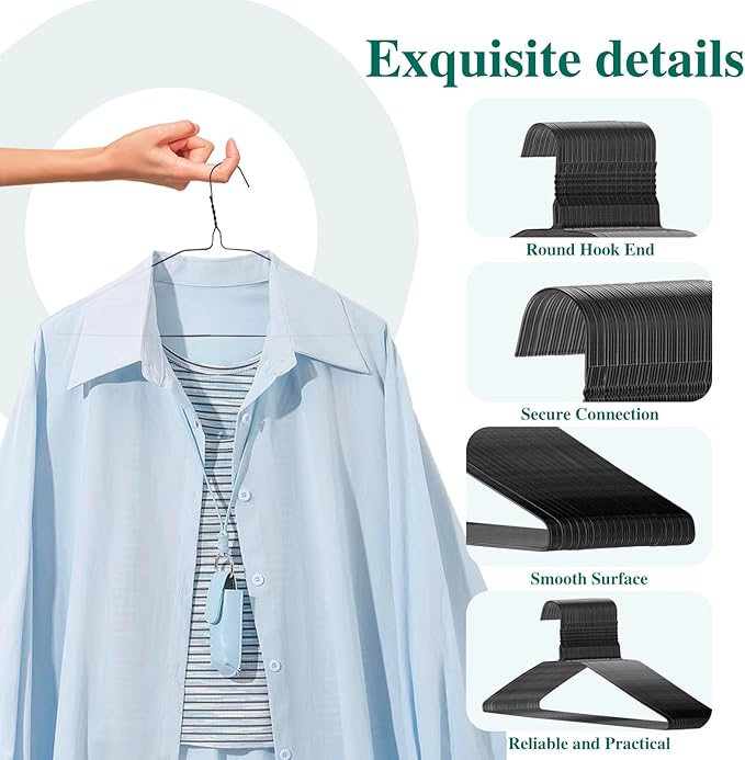 120 Pcs Wire Hangers in Bulk Metal Black White Hangers 16" Dry Cleaner Hanger for Cloth Shirts Coat