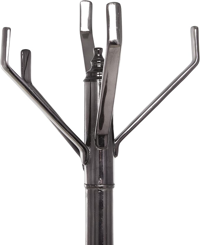 Deco 79 Aluminum Metal 4 Hook Coat Rack, 15" x 15" x 68", Black