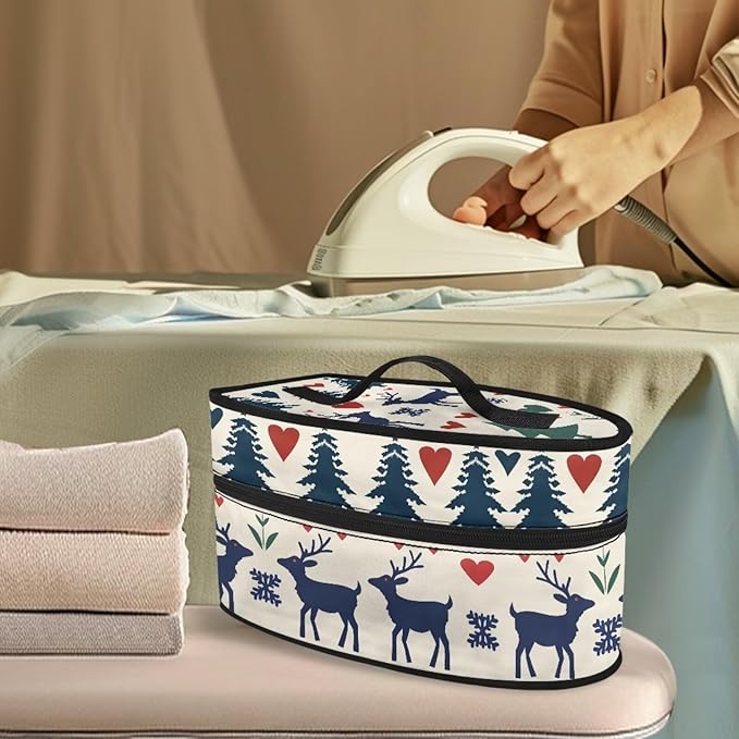 Iron Storage Case for Travel or Storage Easy to Store and Carry Iron and Other Small Items Steam Iron Storage Bag, Christmas Tree Elk