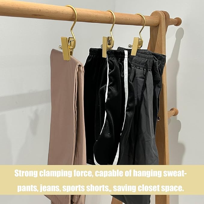 Boot Hangers Clips Hanging Laundry Hooks Clothes Pins Hanger with Clip, Portable Golden Home Travel Hangers for Socks Towels Shoes Clamps,Heavy Duty Closet Hanger Organizer (20 Pack)