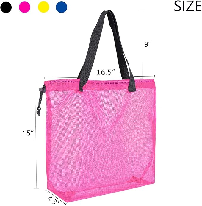 4Pieces Cute Mesh Pool Tote Bags,Mesh Beach Bags With Drawsting For Swim,Travel,Party