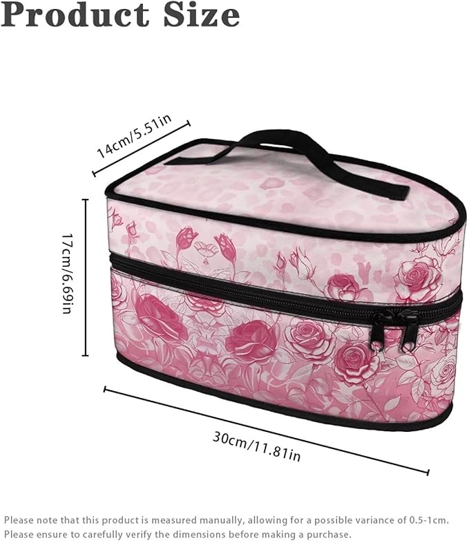 Pink Rose Iron Carrying Bag Portable Travel Irons Holder Easy to Carry Hard Storage Carrying Case with Handle,Case Only