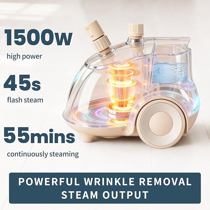 DUMOS Garment Steamer for Clothes Standing, 1500W Efficient Clothes Steamer Standing, 1.7L Water Tank for 55 Min Continuous Steaming with Wheels, Professional Fast Heating Wrinkle Remover