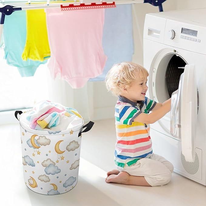 Cartoon Kids Laundry Basket Moon And Stars Decor Kids Laundry Hamper Clothes Hamper Toy Storage Bin Bedroom Bathroom