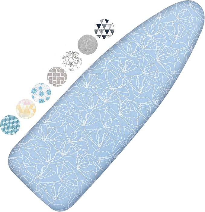 Ironing Board Cover and Pad, 18x49 Extra Wide Thick Iron Padding, Scorch & Stain Resistant Ironing board cover, Heavy Duty Iron Board Padded with Adjustable Fasteners Durable Elastic Edge, Sky Blue
