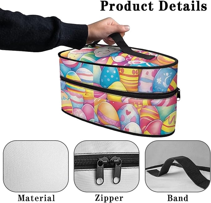 Easter Egg Steam Iron Storage Bag with Zipper Handle,Easter Sunday Foldable Portable Iron Storage Case Protective Carrying Bag Universal for Most Irons