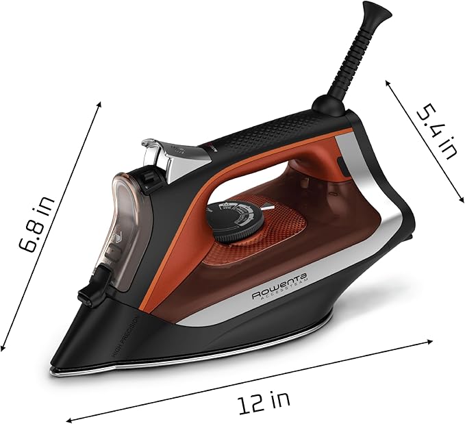 Rowenta Iron Steamer for Clothes, Stainless Steel Soleplate Steam Iron, Microsteam Holes, 1700 Watts, Lightweight, Auto-off, Black, DW2360