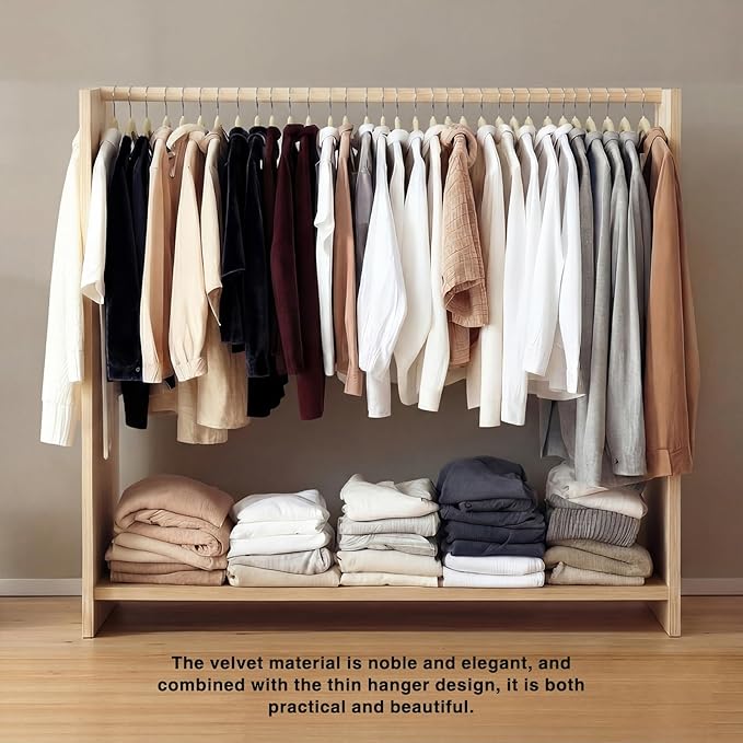 60sets/120pcs Velvet Pants Hangers Non Slip White Felt Hangers with 60 Cascading Hooks, Space Saving 360 Degree Swivel Hook Closet Organizer for Jeans, Trousers, Leggings, Tank Top, Shorts and Skirts