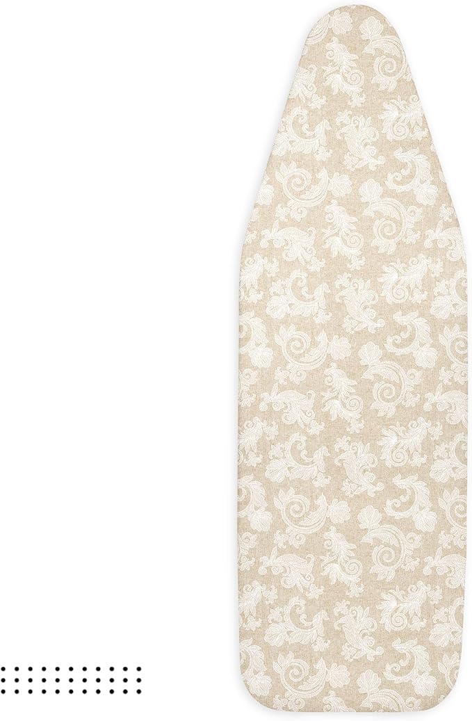 Encasa XO Ironing Board Cover with 4mm Extra Thick Felt Pad for Steam Press – Beige - (Fits Standard Boards of Large, 54"x15") Elastic Fitting, Heat Reflective, Protective