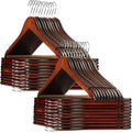 Casafield - 40 Walnut Wooden Suit Hangers - Premium Lotus Wood with Notches & Chrome Swivel Hook for Dress Clothes, Coats, Jackets, Pants, Shirts, Skirts