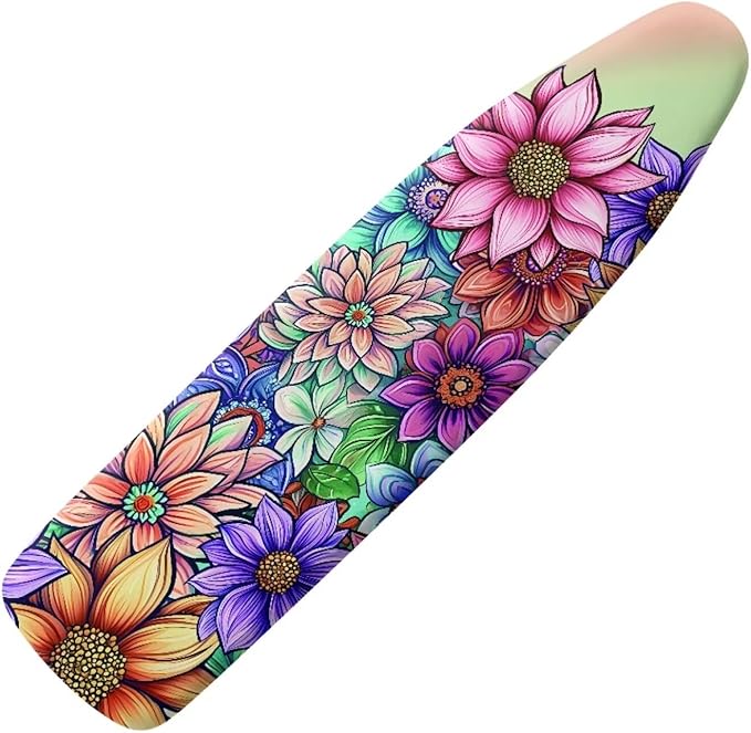 Boho Floral Ironing Board Pad Ironing Board Cover and Pad 15" x 54" Scorch Resistant Padding Heavy Duty Iron Board Pad Standard Size Extra Thick Iron Board Cover Replacement
