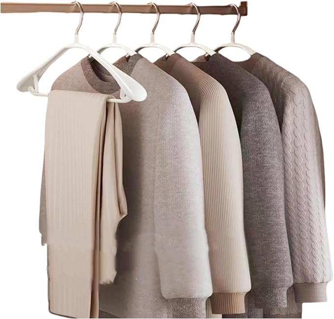 5 Pack Heavy Duty Metal Suit Hangers Soft Flexible Gloss Grippy Clothes Hanger Wide Shoulder Non Slip Thick Coat Hanger (White)