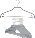 Mawa by Reston Lloyd Silhouette Series Non-Slip Space Saving Clothes Hanger with Bar & Hook for Pants and Skirts, Style 41/FRS, Set of 12, Silver
