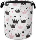Pink Crowns Laundry Basket Collapsible Laundry Hamper Clothes Toy Storage Bin for Bathroom Bedroom Room Decor 16" X 20.8"