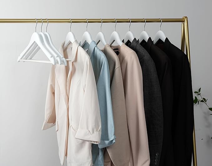 White Wood Bridal Dress Hangers 20 Pack, Heavy Duty Solid Wooden Hanger for Coat, Shirts, Jackets, Pants, Wedding Dress, Bridesmaid Suits-HL01W2
