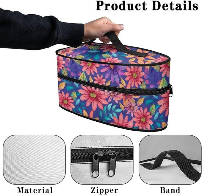 Abstract Daisy Flower Leaf Print Steam Iron Case Waterproof & Dustproof Steamer Storage Bag Portable Travel Iron Holder Case Iron Accessories, Case Only
