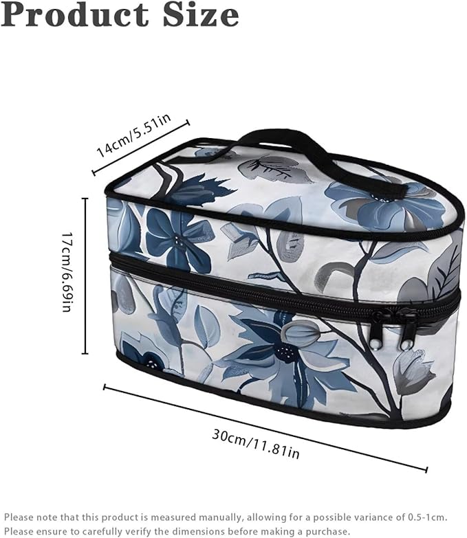 Vintage Flower Leaves Iron Storage Case Travel Portable Iron Holder with Handle & Zipper Closure, Dustproof Travel Iron Mini Dry Iron and Accessories,Easy to Carry(Bag Only)