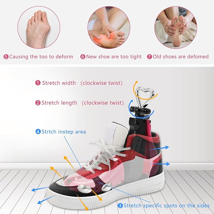 Shoe Stretcher Women Men, Boot Stretcher Wide Feet, 4-Way Shoe Widener & Expander for Stretch Length & Width