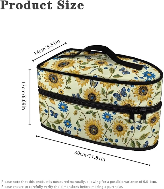 Sunflower Butterfly Flower Print Travel Steamer Bag Handheld Steamer Holder with Handle Steam Iron Storage Bag Home Iron Accessories, Case Only
