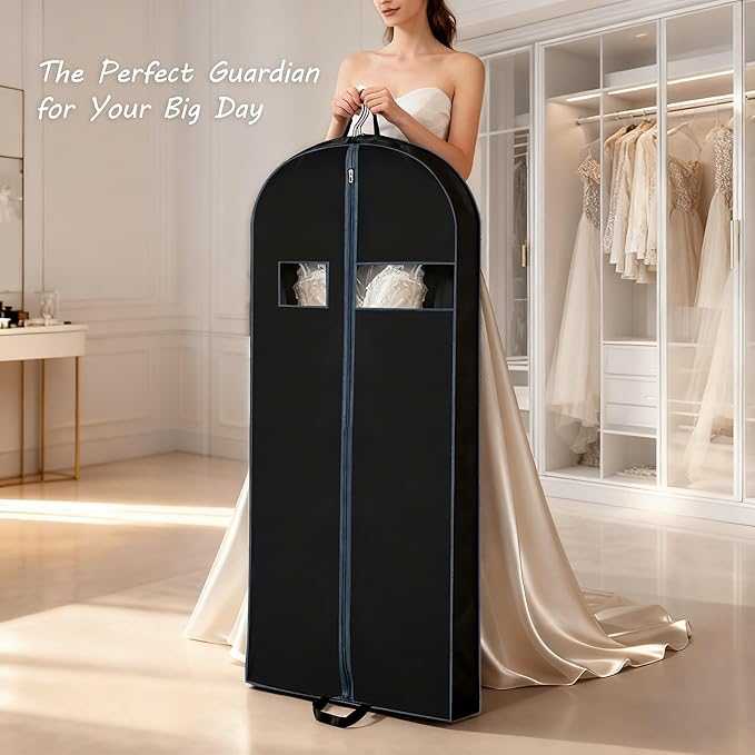 60 inch Dress Garment Bag for Suits, Dresses and Gowns – Long Garment Cover for Closet Storage and Travel Protection