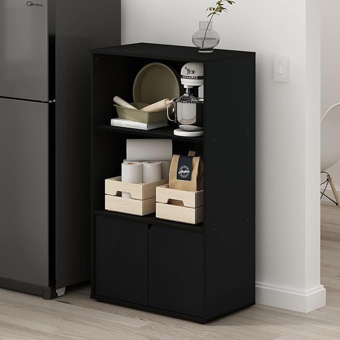 Furinno Jaya Kitchen Storage Shelf with Cabinet, Americano