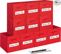 artsdi 11 Inch Storage Cube,Storage bin,cube storage (Set of 10) Foldable Fabric Cube Storage Bins with 10 Labels Window Cards & a Pen,Baskets Containers for Shelves,Closet Organizers Box,Red