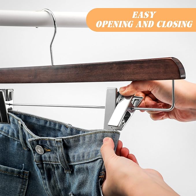 8 Pcs Kilt Hanger 20 Inches Wooden Duty Skirt Hangers with 4 Clips for Closet (Nut Brown)